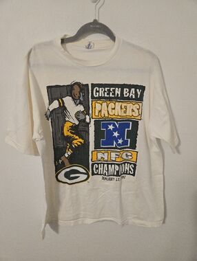 Vintage Green Bay Packers T Shirt Mens Large White NFL Football Team Starter 90s